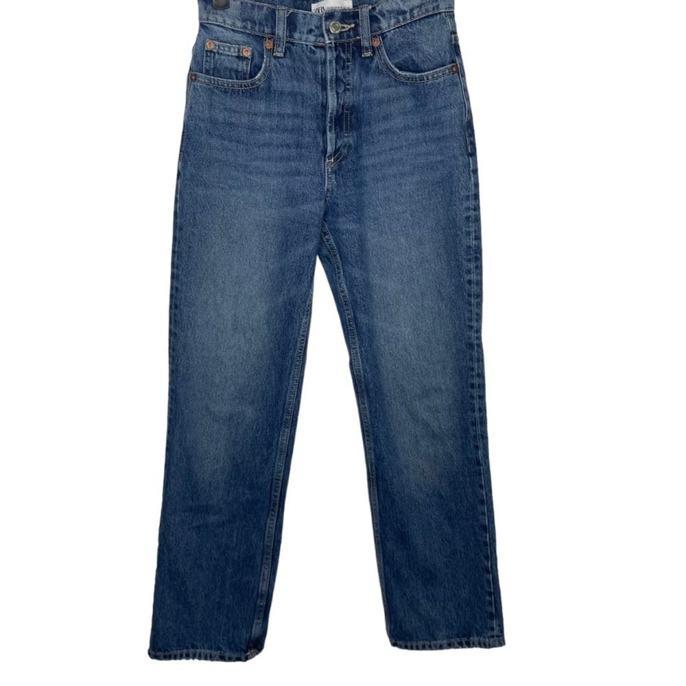 Zara Womens Blue High Waisted Straight Leg Denim Jeans Size 0 EUR 32 MEX 22